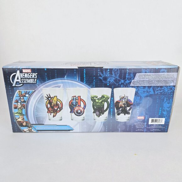 Set of 4 MARVEL AVENGERS Pint Glasses Iron Man Hulk Captain America Thor Comics - Picture 5 of 16